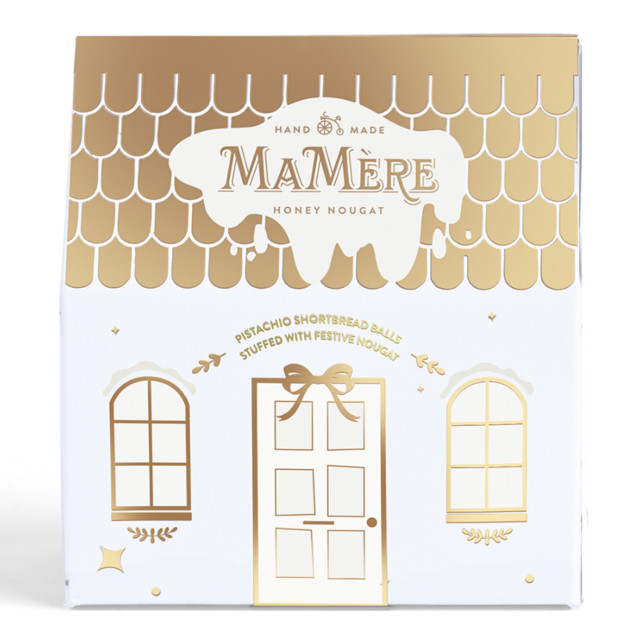Ma Mere Confections Cream and Gold Mini Festive House