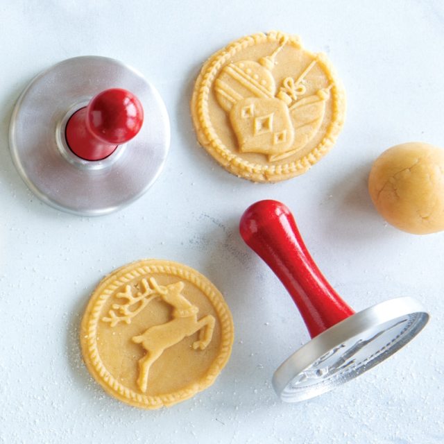 Nordic Ware Yuletide Cookie Stamps, Set of 3 with cookies