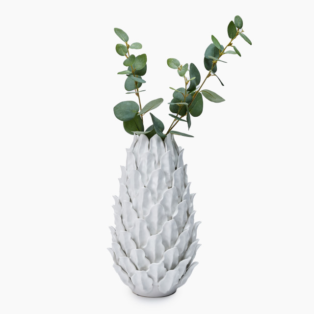 Thread Office Inclay Leaves Ceramic Vessel - White