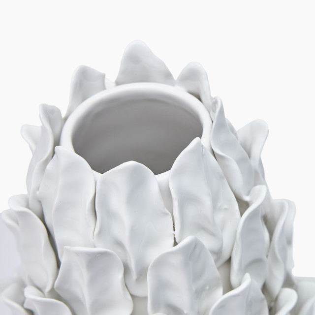 Thread Office Inclay Leaves Ceramic Vessel - White