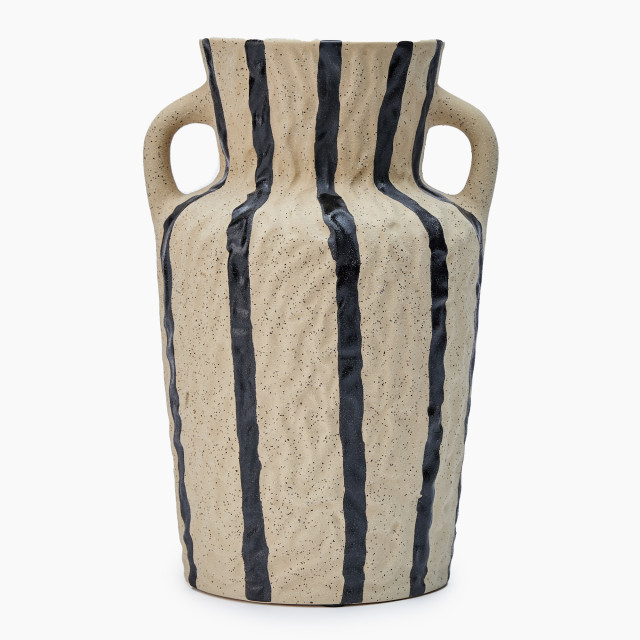 Thread Office Black And Bone Striped Stone Vessel