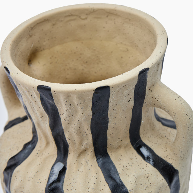 Thread Office Black And Bone Striped Stone Vessel