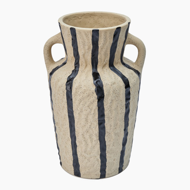 Thread Office Black And Bone Striped Stone Vessel
