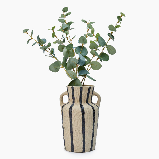 Thread Office Black And Bone Striped Stone Vessel