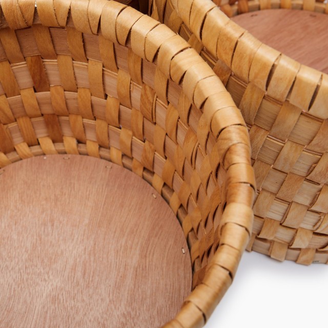 Thread Office Wood Chip Woven Basket Planters, Set of 3