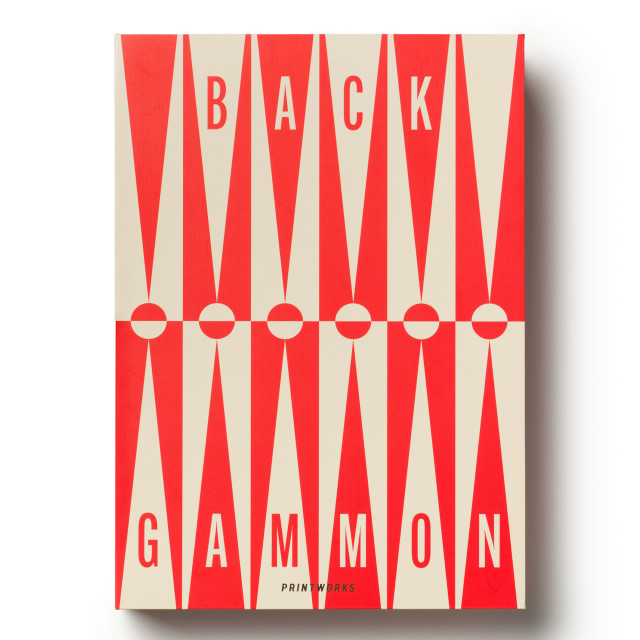 Printworks Classic Art of Backgammon - Red/Cream angle