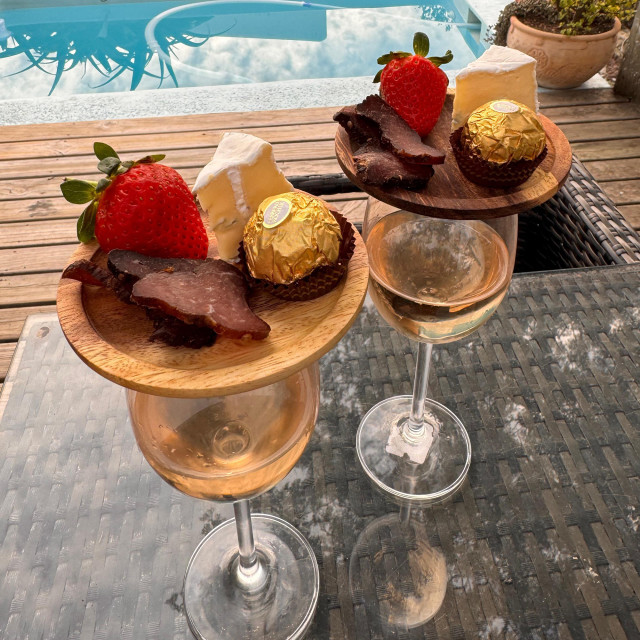 My Butchers Block Glass Toppers, Set of 4 - Large with savoury snacks