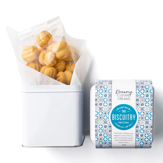 The Biscuitry Dreamy Custard Creams in Small Biscuit Gift Tin, 250g angle