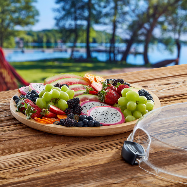 Farberware Build-a-Board Bamboo Round Snack Serving Board, 35.5cm on the table