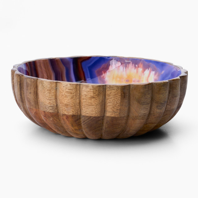 Humble & Mash Ibiza Wooden Bowl with Decal, 20cm