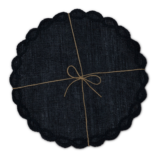 Humble & Mash Round Black Ramie Placemats, Set of 4 stacked top down