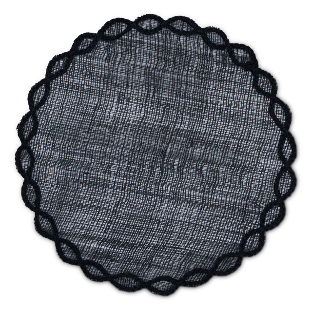 Humble & Mash Round Black Ramie Placemats, Set of 4