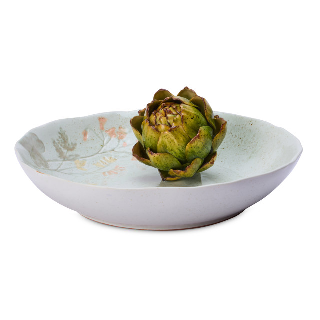 Humble & Mash Nostalgia Stoneware Serving Bowl, 30.5cm with veg for scale