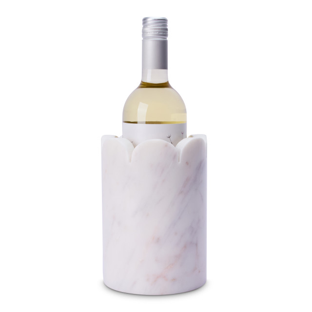 Humble & Mash Marble Scalloped Wine Chiller with wine bottle in