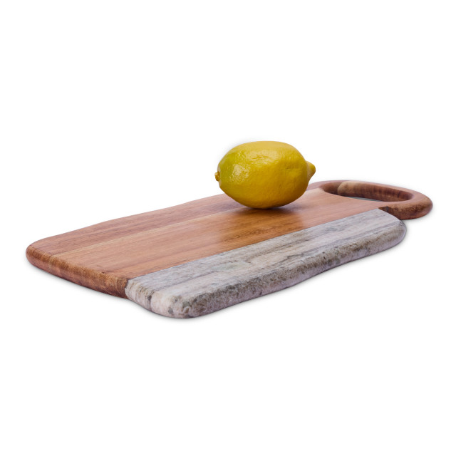 Humble & Mash Marble & Wood Serving Board with lemon for scale