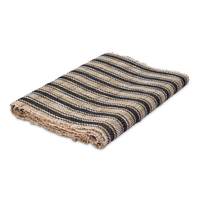 Humble & Mash Black & Natural Ramie Runner, 220cm