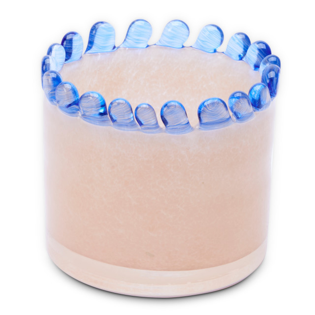 Thread Office Scalloped Edge Two Tone Glass Votive Candle Holder - Blush