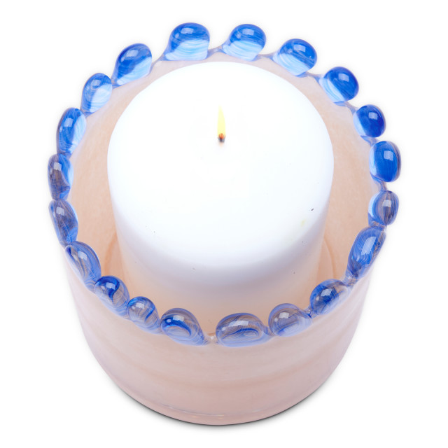 Thread Office Scalloped Edge Two Tone Glass Votive Candle Holder - Blush with candle