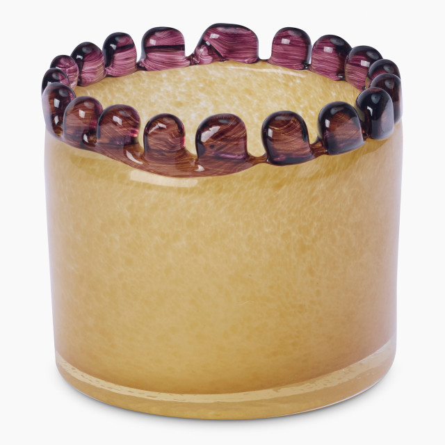 Thread Office Scalloped Edge Two Tone Glass Votive Candle Holder - Ochre