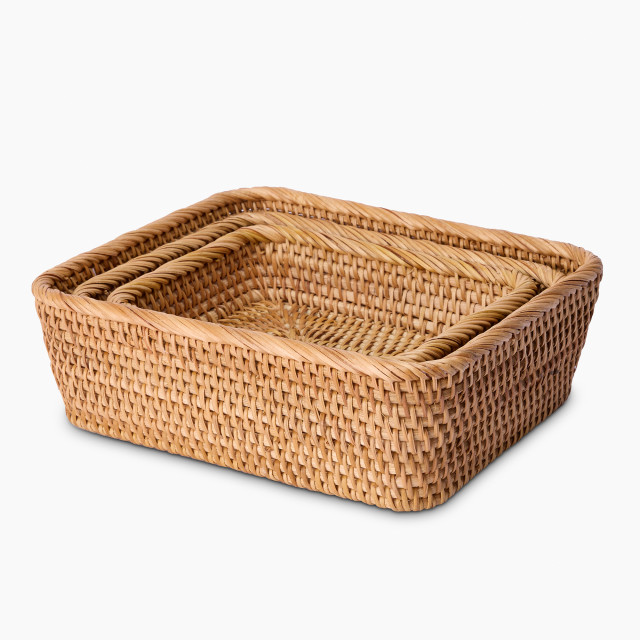 Thread Office Vine Rattan Storage Basket, Set of 3