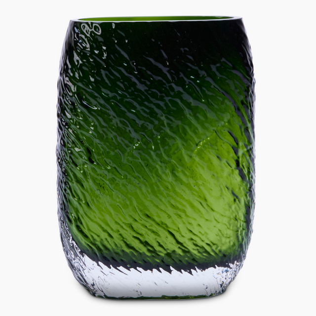 Thread Office Green Ripple Oblong Glass Vase front view