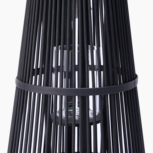 Thread Office Black Bamboo Woven Lantern, 44cm close up