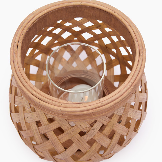 Thread Office Bamboo Crisscross Woven Candle Holder