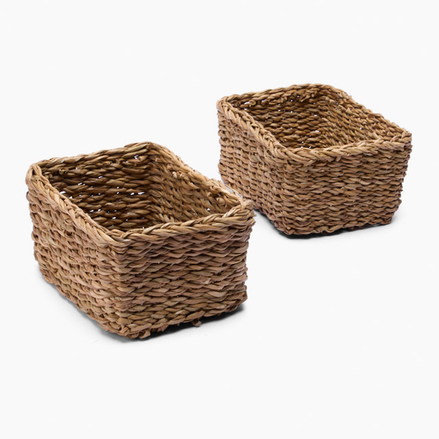 Thread Office Seagrass Baskets with Handles, Set of 5