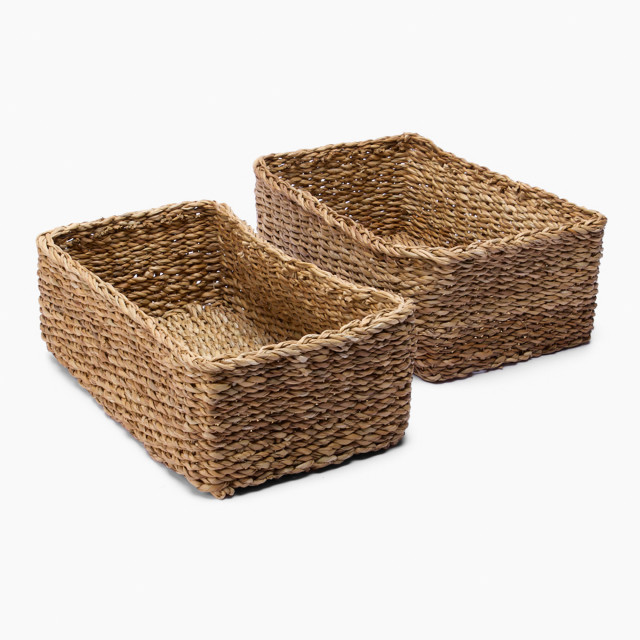 Thread Office Seagrass Baskets with Handles, Set of 5