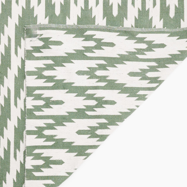 Thread Office Outdoor Woven Ikat Area Rug, 160cm x 230cm - Green