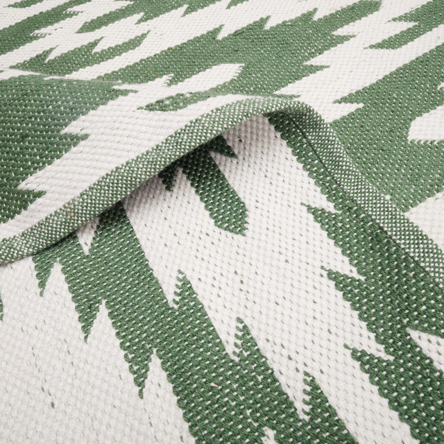 Thread Office Outdoor Woven Ikat Area Rug, 160cm x 230cm - Green