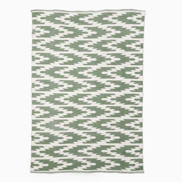 Thread Office Outdoor Woven Ikat Area Rug, 160cm x 230cm - Green