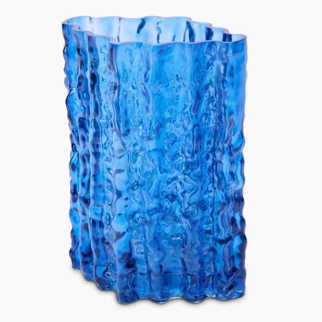 Thread Office Blue Ripple Glass Vase side view