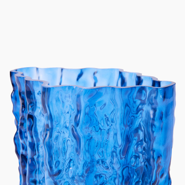 Thread Office Blue Ripple Glass Vase close up of texture