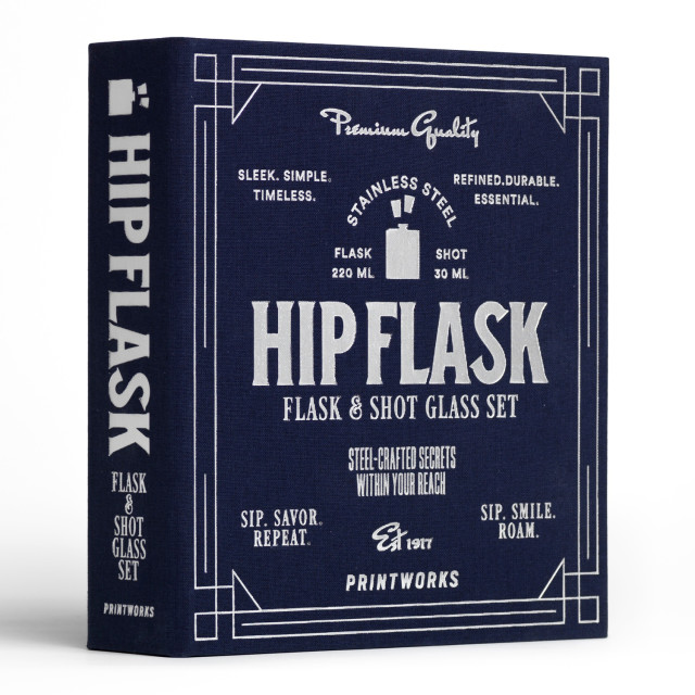 Printworks The Essentials Dark Blue Hip Flask Set