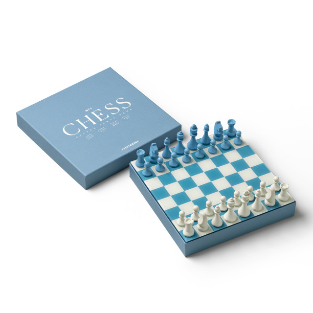 Printworks Classic Dusty Blue Chess Set angle