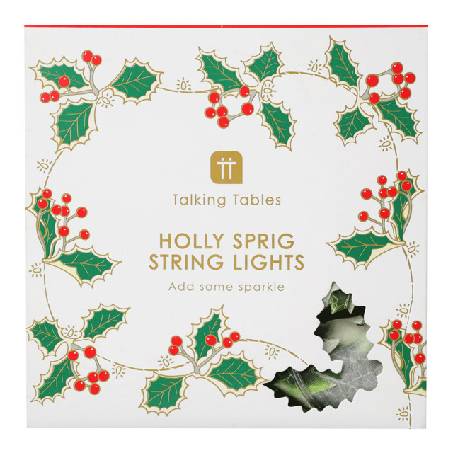 Talking Tables Holly Christmas LED String Lights, 2.2m