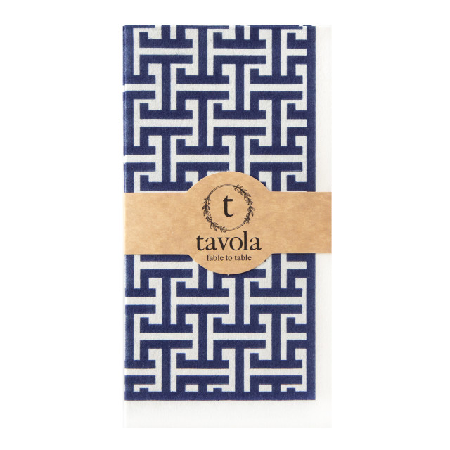 Tavola Greek Slim Biodegradable Paper Napkin, Pack of 24 - Blue