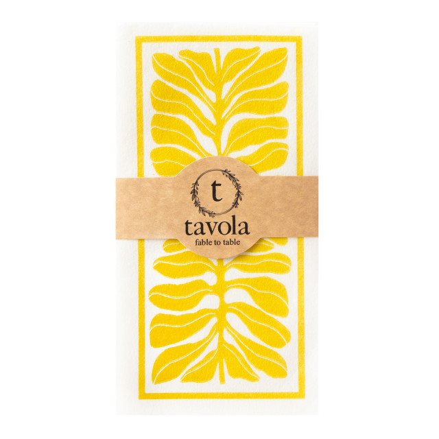 Tavola Leaf Slim Biodegradable Paper Napkins, Pack of 24 - Mustard