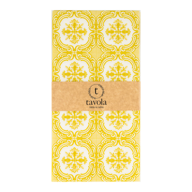 Tavola Floral Tile Paper Table Runners, Pack of 4 - Mustard