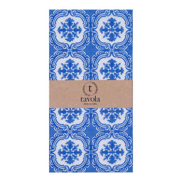 Tavola Floral Tile Paper Table Runners, Pack of 4 - Blue