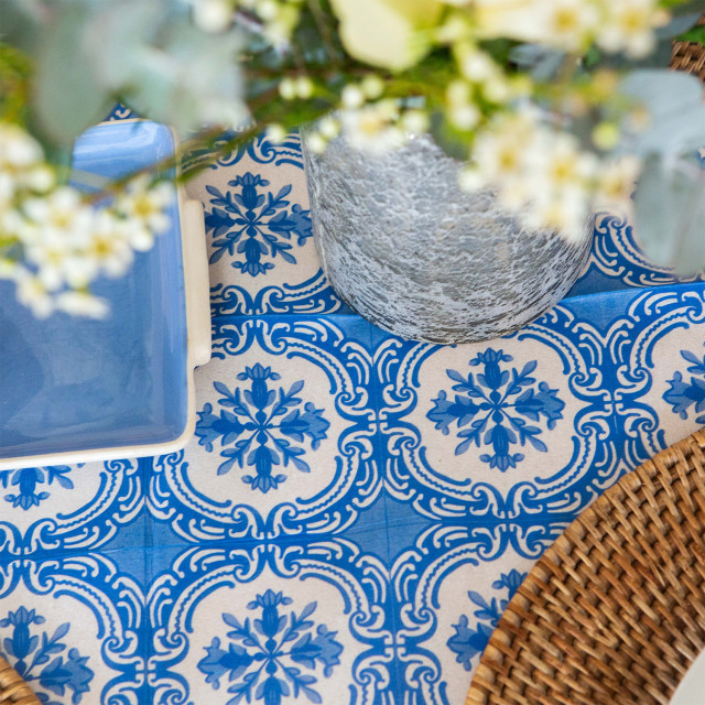 Tavola Floral Tile Paper Table Runners, Pack of 4