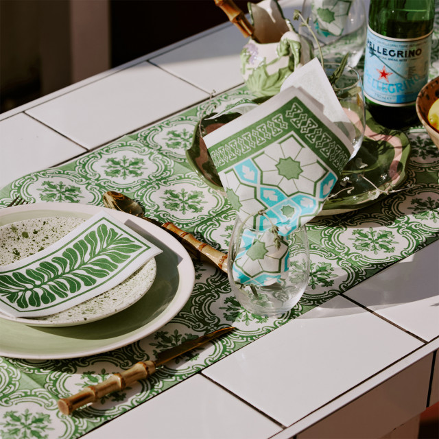 Tavola Floral Tile Paper Table Runners, Pack of 4