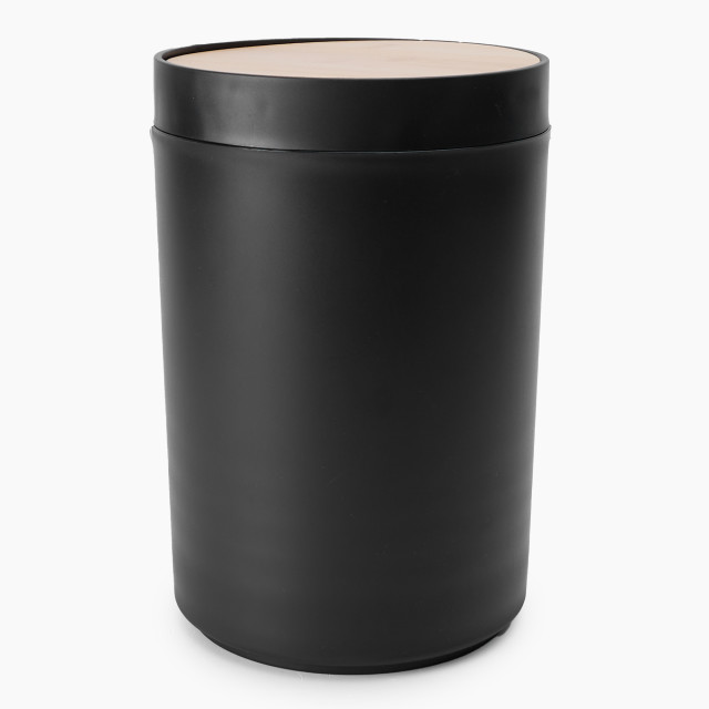 Thread Office Black Bamboo Bathroom Bin