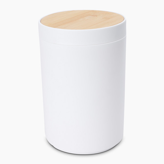 Thread Office White Bamboo Bathroom Bin closed