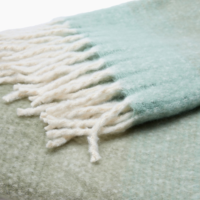 Thread Office Faux Mohair Ombre Green Throw, 140cm x 180cm