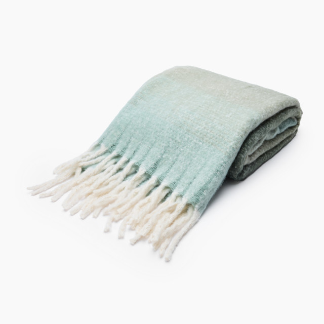 Thread Office Faux Mohair Ombre Green Throw, 140cm x 180cm