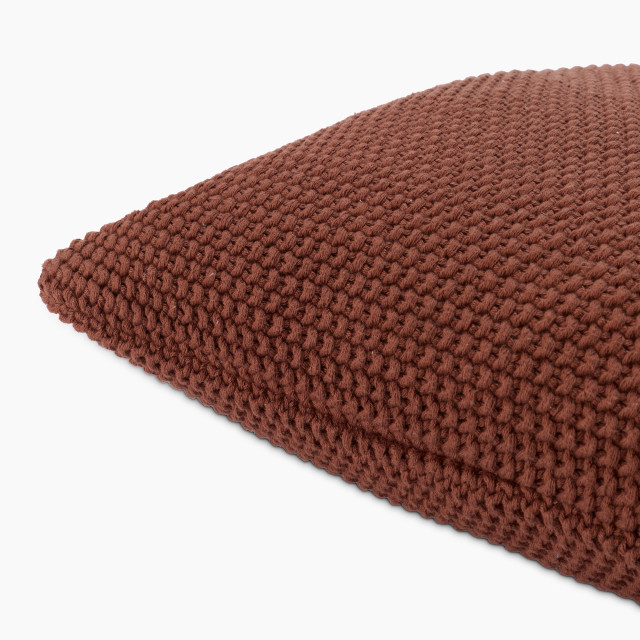 Thread Office Caramel Knitted Cotton Scatter Cushion, 50cm x 50cm close up