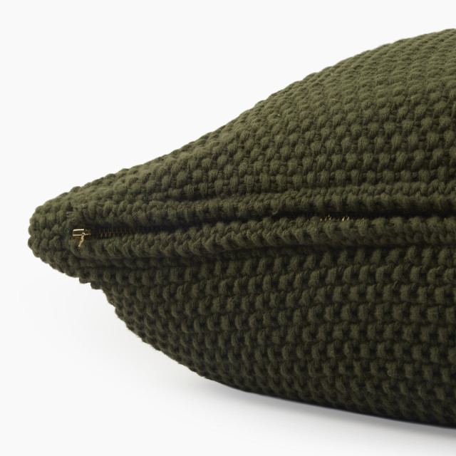 Thread Office Olive Knitted Cotton Scatter Cushion, 50cm x 50cm