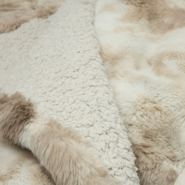 Thread Office Luxury Fur Blanket, 200cm x 220cm - Mottled Taupe